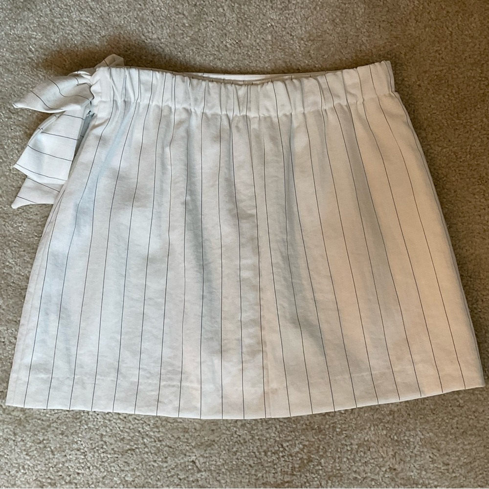 Maison d’ Amelie Paris Pinstripe Faux Wrap Skirt M - Picture 5 of 7
